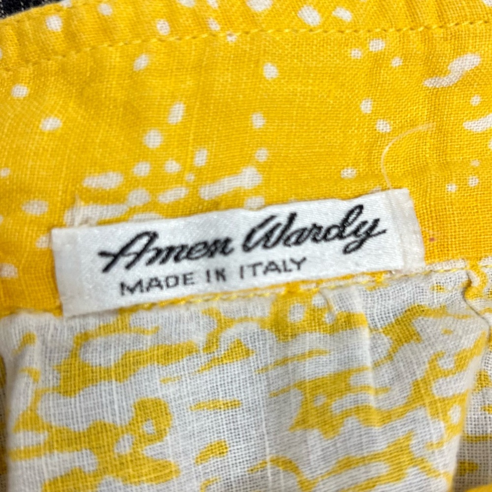 Vintage 80’s Valentino Swimwear Cotton Linen Yellow White Bermuda Shorts Size 12 - Picture 11 of 14